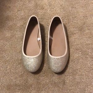 Gold sparkly flats
